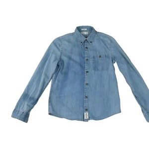 Abercrombie Kids XL 16 Long Sleeve Button up Shirt Blue Denim Chambray *Flaws*